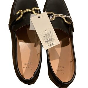 a new day Black Loafers with Gold Accent